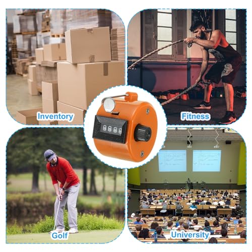 PATIKIL Clicker Counter, Handheld Tally Counter Mechanical Click Pitch Counter for Coaching Knitting, Golf, Lap, Fishing - color: Orange