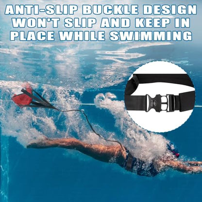 Hikeen Swimming Parachute Resistance Set Training Equipment with 3 Parachute & Adjustable Length Swim Belts for Adults - style: 2 Set