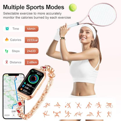 1.47" Smart Sports Watch, 10-Day Battery, IP68 Waterproof - color: Rose Gold-Red