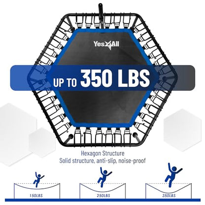 Yes4All Rebounder Trampoline for Adults, 48-Inch, 350 LBS Stable & Silent Exercise Trampoline for Rebounding, Jumping Cardio - color: A. Handle - 48 inch