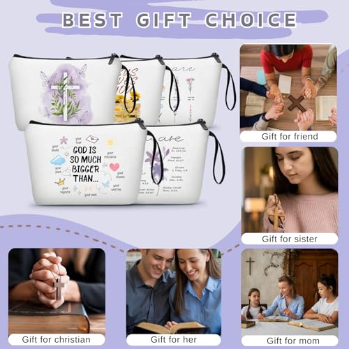 Christian Floral Bible Verse Inspirational Gifts Makeup Bag for Women - color: Christian-4