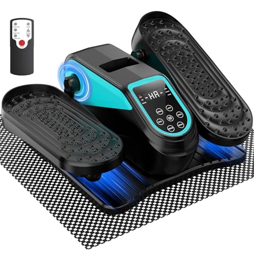 Under Desk Elliptical Mini Electric Leg Exerciser While Sitting for Seniors - color: Lake Blue