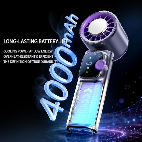 Portable Handheld Fan, Ice Cooling Personal Fan,Rechargeable Mini Fan(Grey) - color: Grey