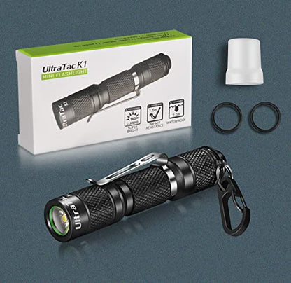 UltraTac K1 180LM AAA Battery Waterproof LED Keychain Flashlight - color: BLACK X 1