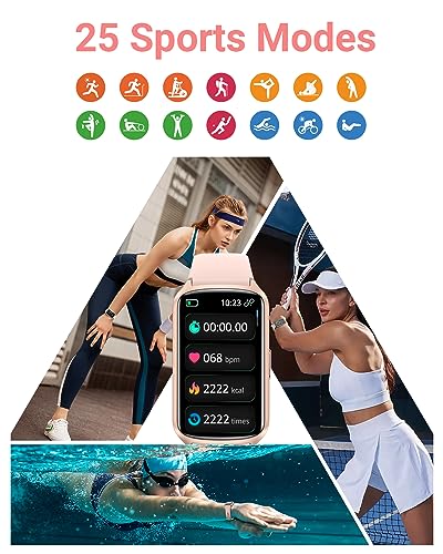 Amzhero Health Fitness Tracker with 24/7 Heart Rate, Blood Oxygen, Blood Pressure, Sleep Tracker, 5ATM Waterproof Activity Trackers with Step Tracker, Pedometer (S & L Bands Included) - color: Pinksand