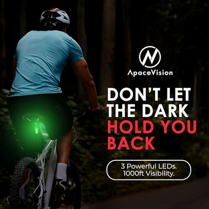 EverLightFX USB Rechargeable LED Safety Light (2 Pack) by Apace - Super Bright Bike Tail Light Works Brilliantly as Running Light for Joggers, Pets, Bicycle Strobe or Rear Clip On Lights - color: Green