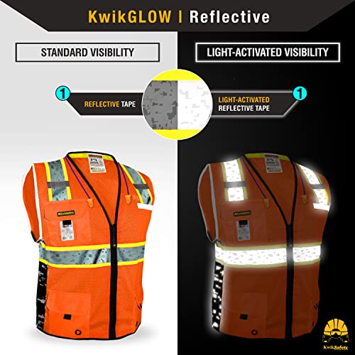 KwikSafety BIG KAHUNA Safety Vest Class 2 ANSI OSHA Hi Vis Reflective Vest - color: Orange (Limited Edition), size: Small