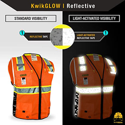 KwikSafety BIG KAHUNA Safety Vest Class 2 ANSI OSHA Hi Vis Reflective Vest - color: Orange (Limited Edition), size: Small