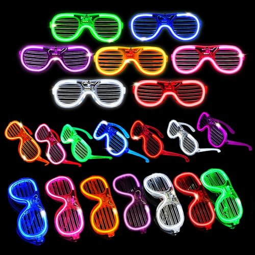 42 Packs LED Glasses 7 Neon Colors（ 2 NEW Neon Colors Added ）glow in the dark party supplies Favor for Kids Adult Glow sticks Light Up Glasses fit Holiday Birthday Valentine's Day Halloween Christmas - style: NEW 42 PCs 7 Neon Colors Glow Glasses