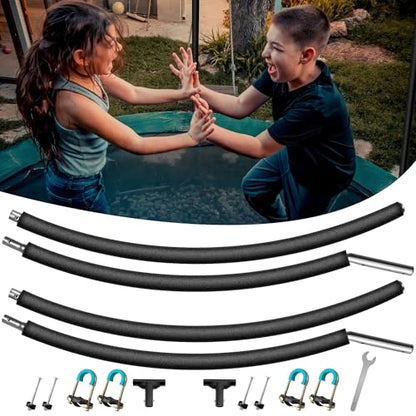 2PCS Trampoline Poles Replacement, Enclosure Curved Poles with T-Connector