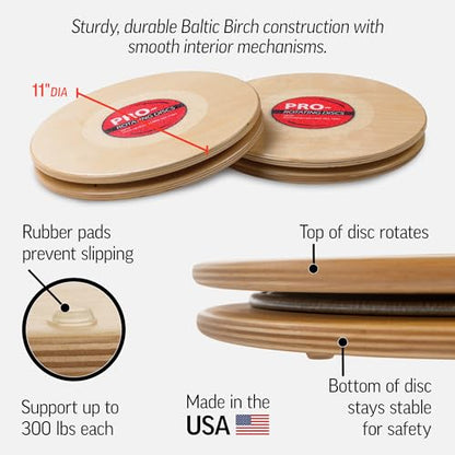 OPTP Pro Rotating Discs (Pair) – USA Made, 11” DIA Wooden Rotator Discs