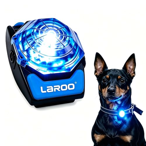 LaRoo Dog Collar Light, 13g Ultra-Light USB Rechargeable LED Dog Lights, IPX6 Waterproof 3 Modes Clip-On Pet Safety Light for Night Walking, Hiking & Camping - Blue - color: Blue