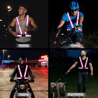 3PCS Reflective Vest Running Gear - color: Rose Red X3