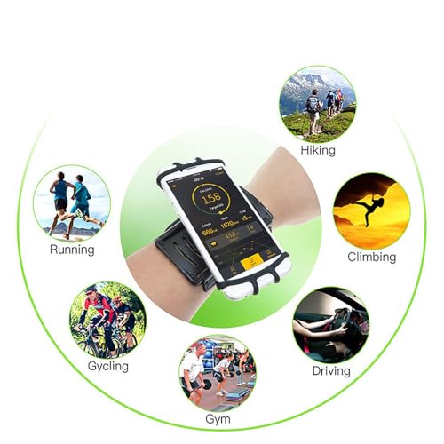 Wristband Cell Phone Holder, 360 Rotatable Running Forearm Armband for 4.7-6.7 Inch Smartphones, Compatible with iPhone 16 Pro/15/Pixel 9a/9 Pro/8a/Samsung Galaxy/Motorola Moto/Blu Phones (Black)