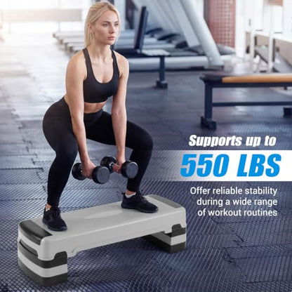 Goplus 35.5" Aerobic Step Platform w/4 Risers, 3-Level Adjustable 6" 8" 10" - color: Grey