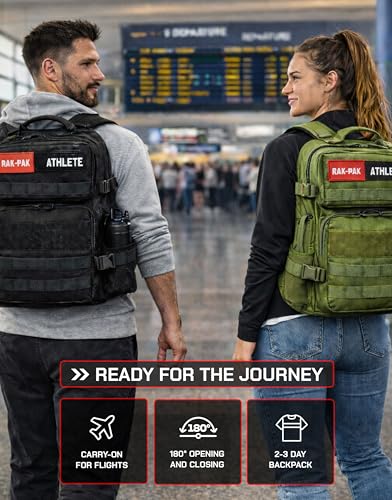 45L Tactical Gym Backpack with 2 Patch Panels, MOLLE System, Dual Bottle Holders & Clamshell Opening - color: Black