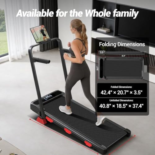 17% Incline Under Desk Treadmill, 4 in 1 Foldable Walking Pad with Adjustable Handrails, 2.5HP Ultra Quiet Brushless Motor, 0.6-6.2 MPH Speed Range, 300 LBS Weight Capacity for Home Small Space