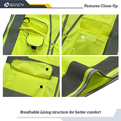 JKSafety Safety Vest for Men Women Reflective Hi Vis JK150 Yellow M - color: Yellow, size: Medium