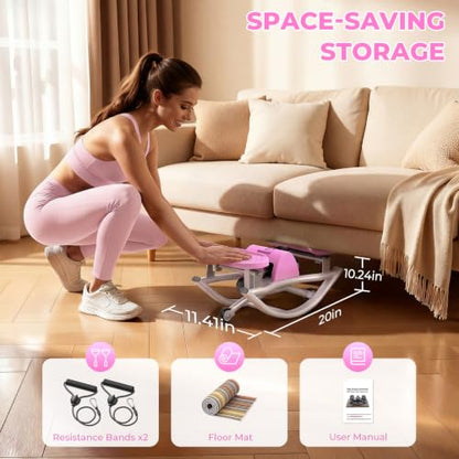 Rocking Stepper with Resistance Bands, 3D Side-to-Side Motion Mini Stepper for Women Home Workout, Low Impact Lateral Step Machine with Non-Slip Mat and Digital Counter, 250lbs Capacity