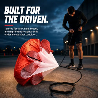 Football Kick Trainer Parachute Resistance with Adjustable Waist Strap for Youth Field, Backyard, Speed and Power Drills - color: Red