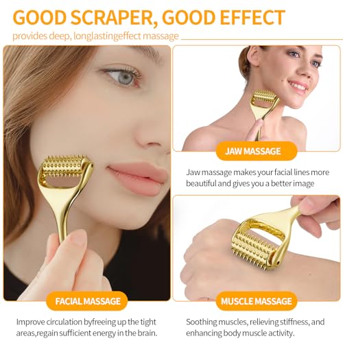 Running man Acupuncture Roller-Skin Care Face Massager, Face Acupressure Roller-Deep Tissue Massage Tool for Face, Massage Roller-Muscle Pain Relief and Musle Relaxation,Mothers Day Gifts for Mom - color: Gold