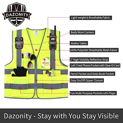 Dazonity High Visibility Safety Vest with Multi Pockets and Zipper, XL,Reflective Strips, Fit for Men & Women, Work, Construction,Cycling, Runnning, Surveyor, Volunteer (Red-XL) - color: Red-xl