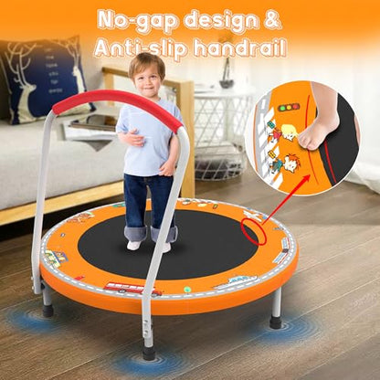 Mersco 36" Mini Toddler Trampoline with Handle for Kids Ages 1-6, ASTM - color: Orange Print