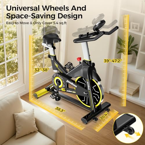 Exercise Bike,Stationary Bike for Home,Magnetic Indoor App Cycling Bike - color: Silver Yellow
