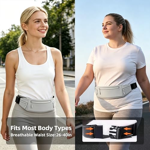 Slim Running Belt for Women Men,Phone Holder Waist Pack,Runners Fanny Pack - color: Drak Gray