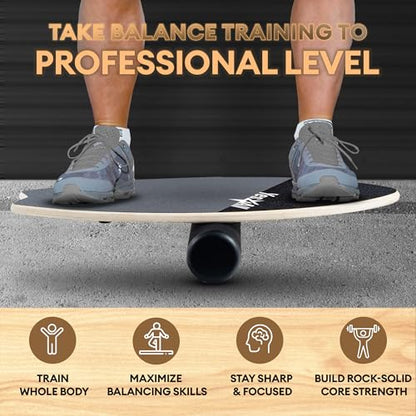 Yes4All 2-in-1 Balance Boards Set, 9 Adjustable Modes Surf Trainer, Wobble Board Exercise for Adults, Includes Roller & Ball