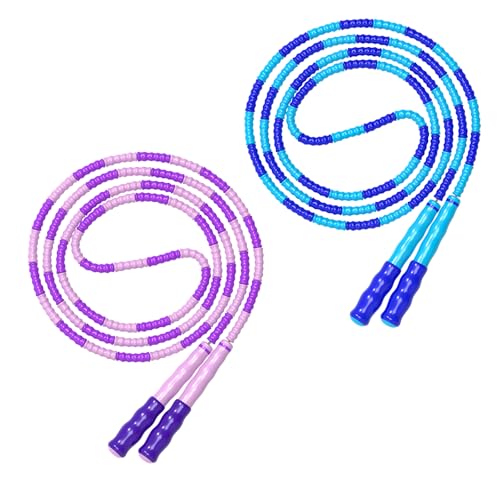 Leeboom Jump Rope, Adjustable Length Tangle-Free Segmented Soft Beaded Skipping Rope, Fitness Jump Rope for Kids, Man, and Women Weight Loss 9.2 Feet - color: Blue+Purple
