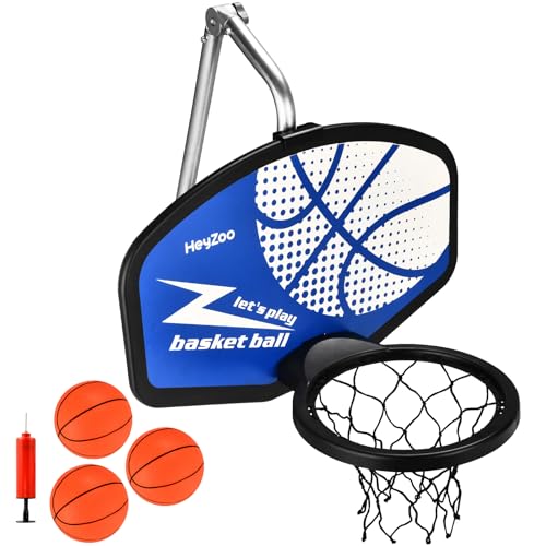 Trampoline Basketball Hoop, with Pump and Mini Balls, Easy to Assemble， Accessory of Trampoline - color: Blue