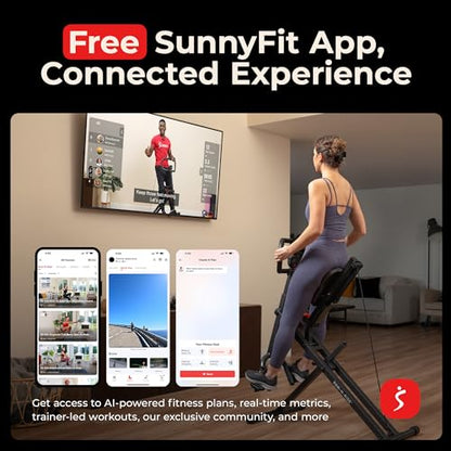 Sunny Health & Fitness Smart Heavy-Duty Row-N-Ride, Full-Body Squat Assist