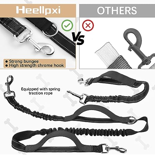 Hands-Free Waist Leash with Pouch for Two Dogs: Reflective Stitching, Dual Handle & Bungee Retractable Design – Ideal for Medium to Large Dogs (Grey) – Dog Walking Accessories - color: Grey