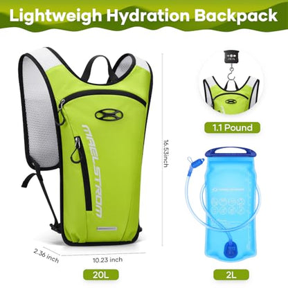 Maelstrom Hydration Backpack with 2L Water Bladder,Lightweight Running Vest - color: Light Green
