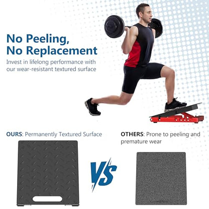 Adjustable Steel Slant Board for Calf Stretching, 5 Angles, 650 lb - color: Red+black