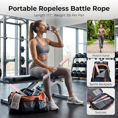 2 Pcs Adjustable Ropeless Battle Ropes for Home Gym