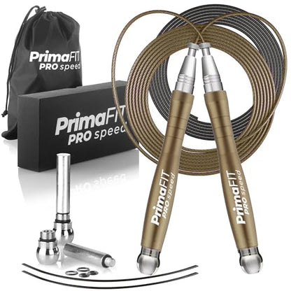 PrimaFIT Pro Speed Jump Rope for Adults, Weighted Skipping Rope for Boxing - color: Bronze