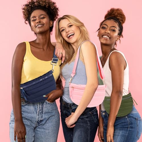 Quilted Crossbody Bags for Women Puffer Fanny Pack Sling Bag Puffy Chest Belt Bum Waist Bag Crossbody Purse Bags Quilted Shoulder Bag for Women Gift - color: ARMY