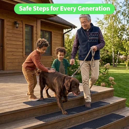 Outdoor Stair Treads Non Slip, 6" X 30"-10 Pack Anti Slip for Wooden Steps - color: black