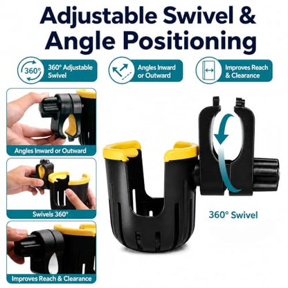 Walker Cup Holder for Rollator, Clip-On Drink Holder for Flat Frame Walkers