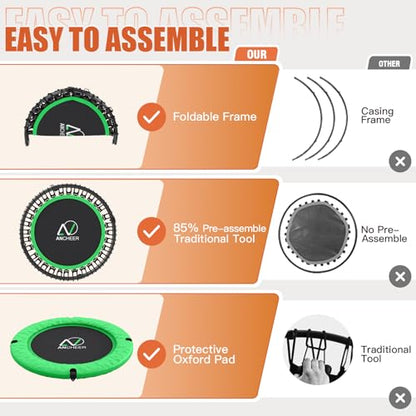 ANCHEER 40" Bungee Rebounder Trampoline with Adjustable Handle, 400LBS - color: Lime Green