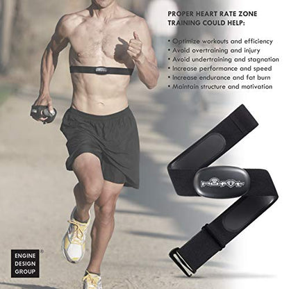 Heart Rate Monitor Chest Strap for Garmin, Apple, Android, Peloton, Zwift, Strava, ANT+ and Most Bluetooth 4.0 Enabled Fitness Devices - color: Blue