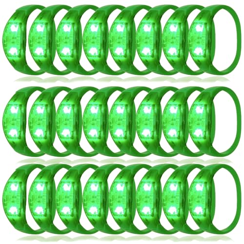 100 Pcs LED Bracelets Sound Activated with Flashing LED Strobe Music Control Light Up Bracelets for Rave, Game Prizes, Birthday Party Favor,Valentine's Day gift - color: Green