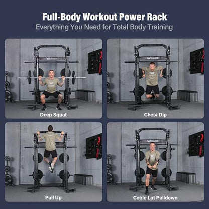 Major Fitness Drone2 Advanced Training Smith Machines– All-in-One Home Gym Squat Rack with Aluminum Pulley Set , Weight Bar, Dual LAT Pull-Down Systems & Cable Crossover Machine for Full-Body Workouts - style: SL D2AW Package(with RD Elite Bench+230lb)