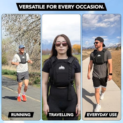 Trail Runner Chest Pack, Running Vest Harness Bag with Phone Holder, Reflective Lightweight Adjustable Fit for Hiking, Cycling, Travel, Workout, Chest Bag with Multiple Storage Pockets
