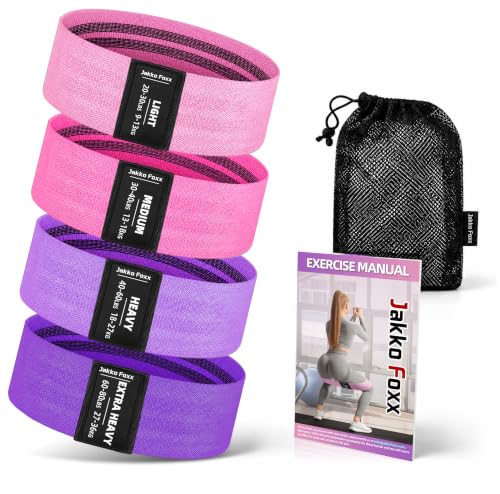 Fabric Resistance Bands for Working Out, 4-Pack for Legs, Glutes & Hips - color: Pink 4-Pack