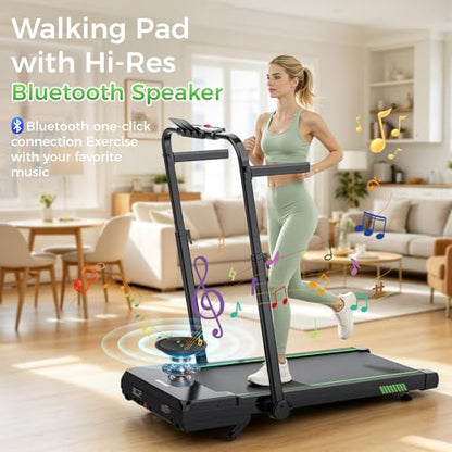AKLUER Walking Pad Treadmill with 12% Auto Incline Adjustable Handlebar - color: Black