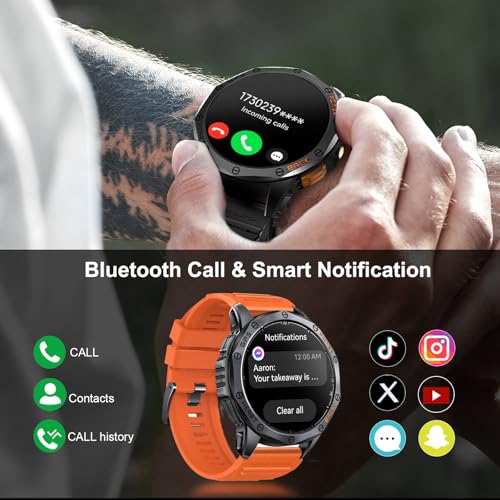 Military Smart Watch for Men, Built-in GPS, 30-day standby, 1.43" AMOLED - color: Sivler & Camo (2 Bands)