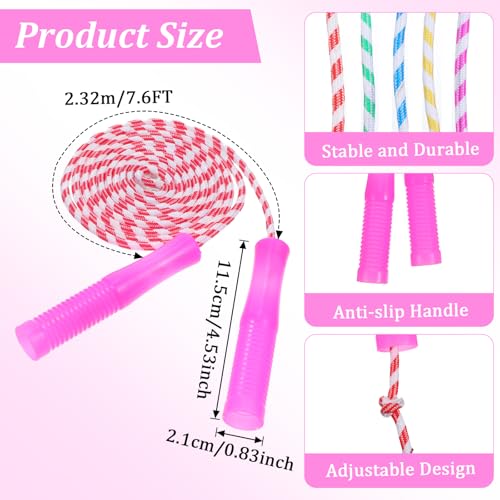 50 Pcs Jump Rope Nylon Adjustable Weighted Braided Fitness Skipping Stripe Ropes with Plastic Handles 7.6 Feet for Christmas Outdoor Exercise Sport Party Equipment Gift (Multicolors)